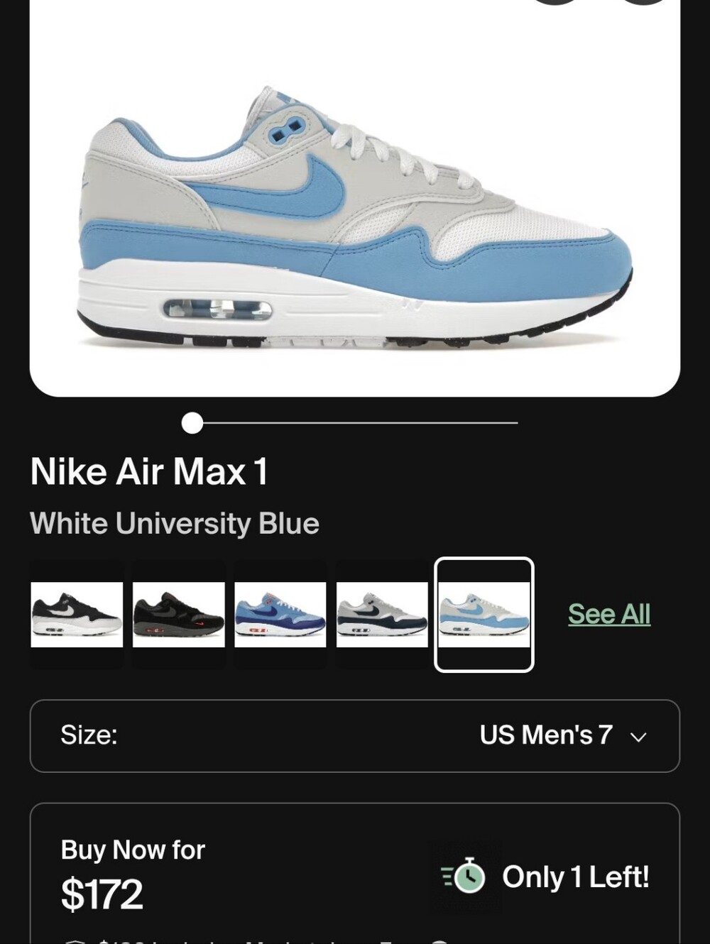 UNIVERSITY BLUE NIKE AIR MAX 1 - Picture 5 of 5